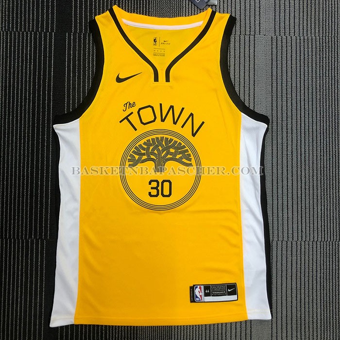 Maillot Golden State Warriors Stephen Curry NO 30 Earned Jaune